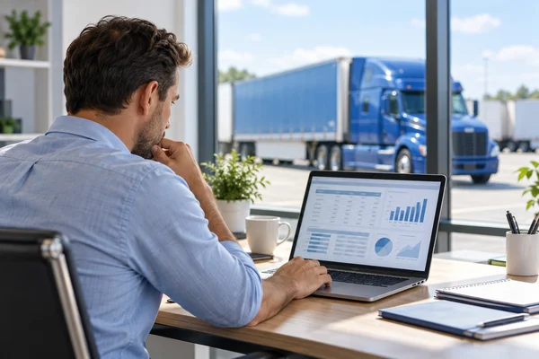Operator de transport care analizează costurile pentru asigurarea camionului
