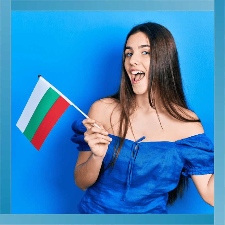 fata cu steag bulgaria